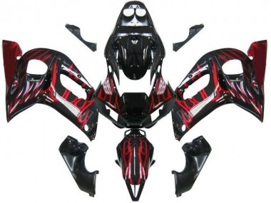 1998-2002 Black Red Flame Yamaha YZF R6 Replacement Fairings Canada